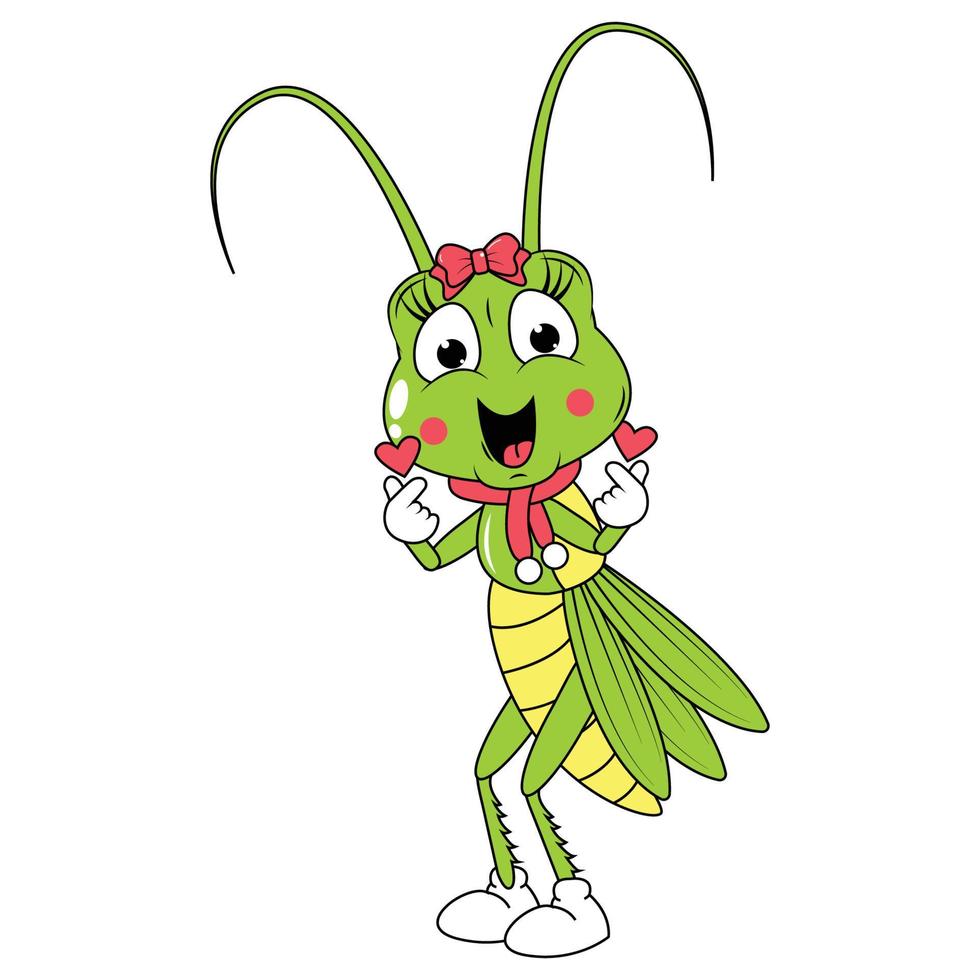 cute grasshoper animal cartoon graphic vector