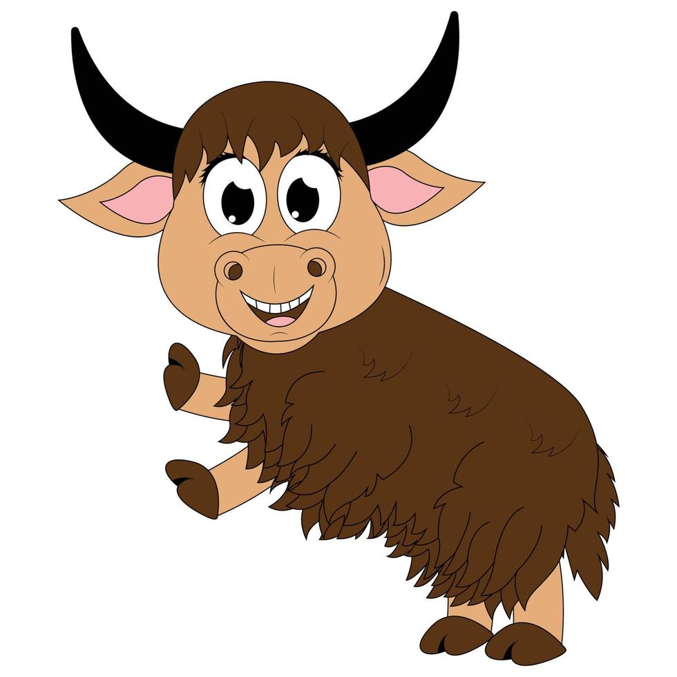 lindo gráfico de dibujos animados de animales de yak vector