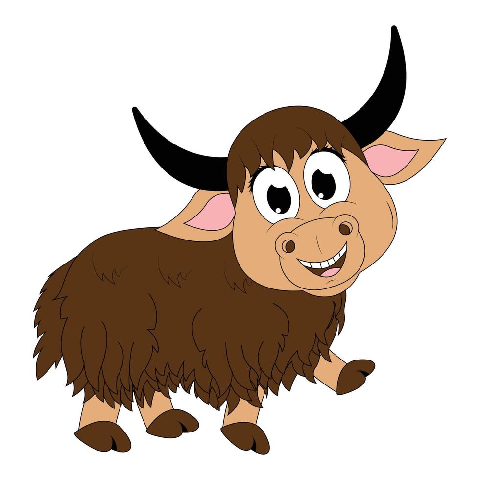lindo gráfico de dibujos animados de animales de yak vector