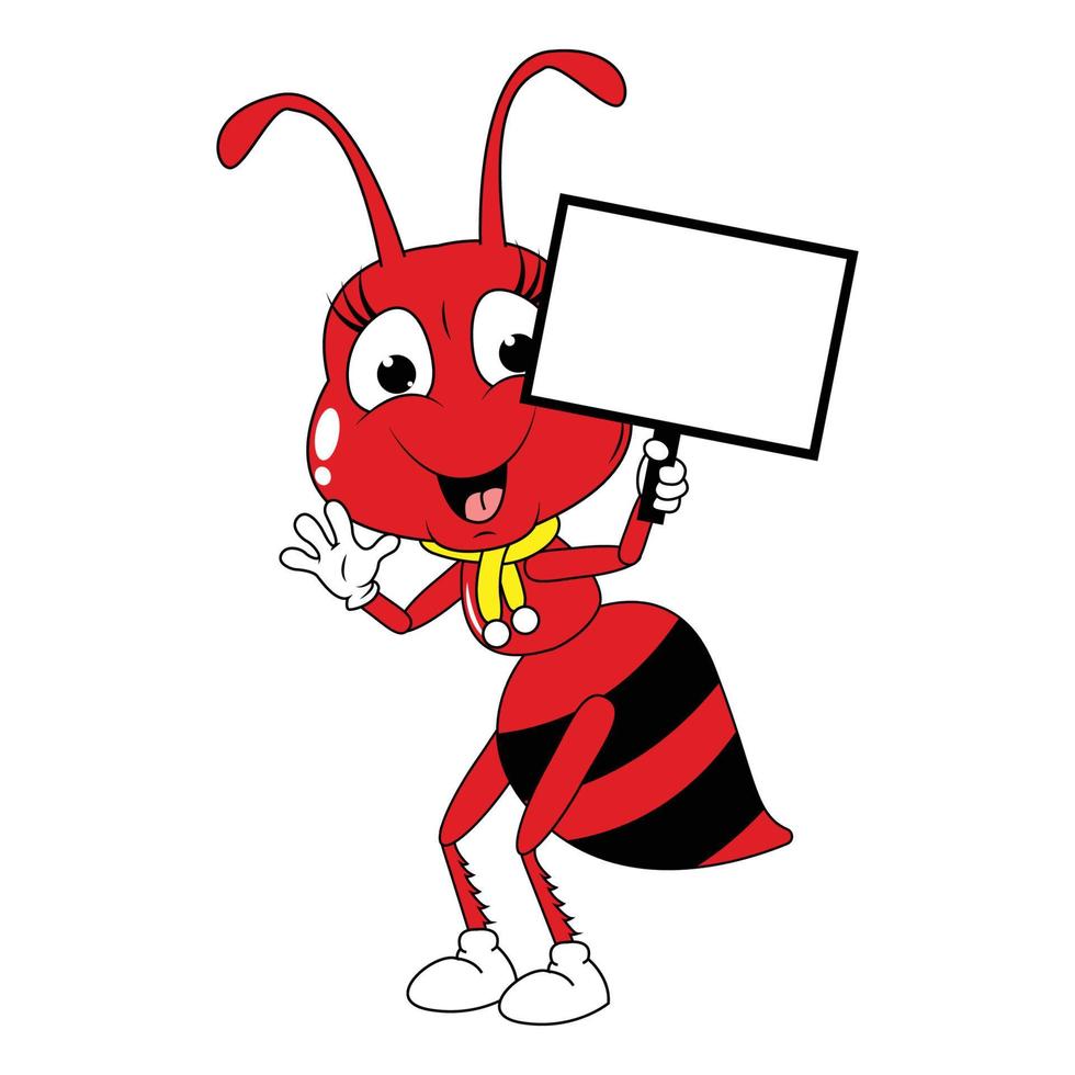 cute red ant animal cartoon graphic vector