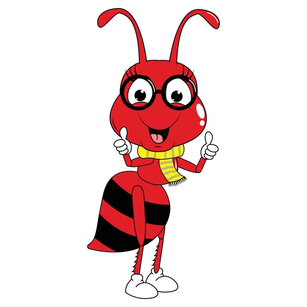 cute red ant animal cartoon graphic vector