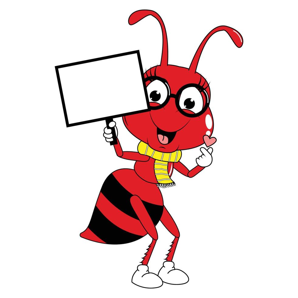 cute red ant animal cartoon graphic vector