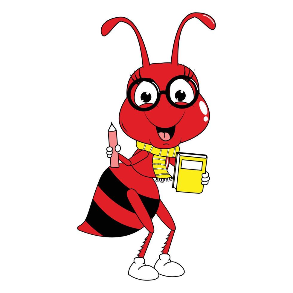 cute red ant animal cartoon graphic vector