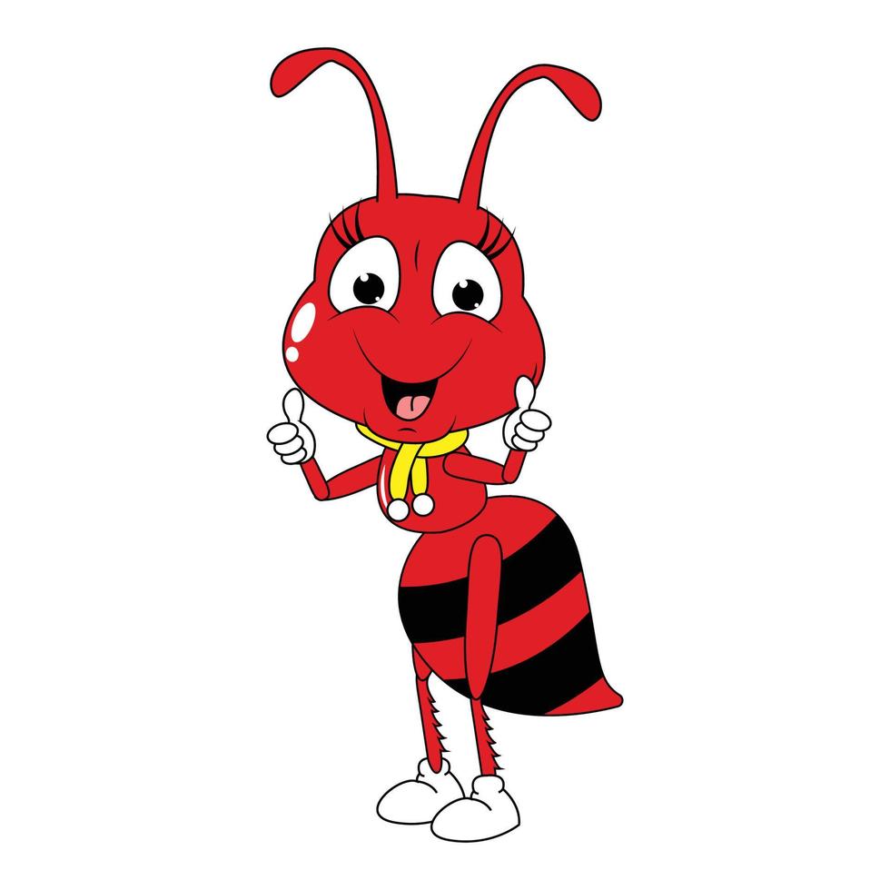 cute red ant animal cartoon graphic vector