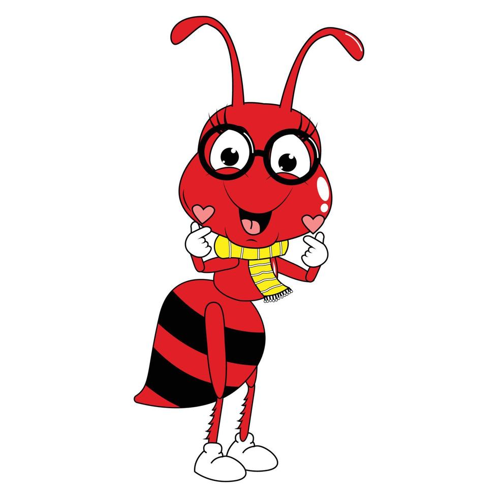 cute red ant animal cartoon graphic vector