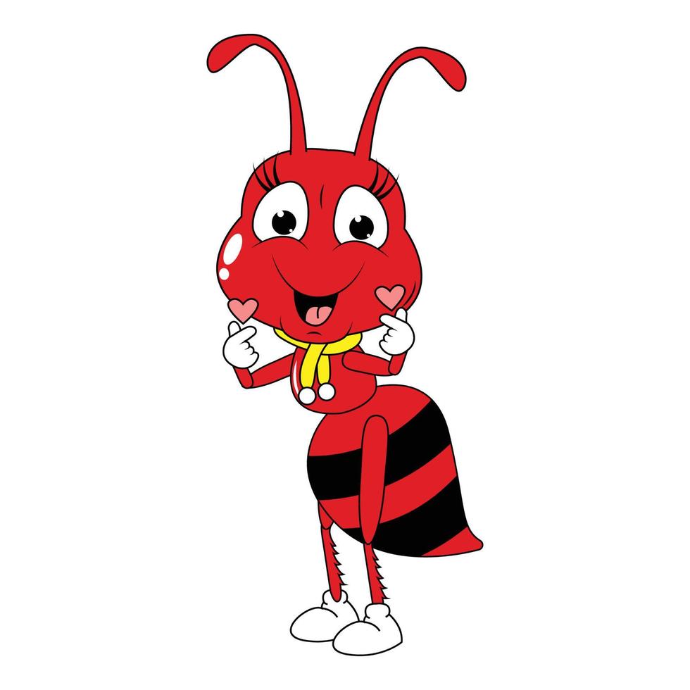 cute red ant animal cartoon graphic vector