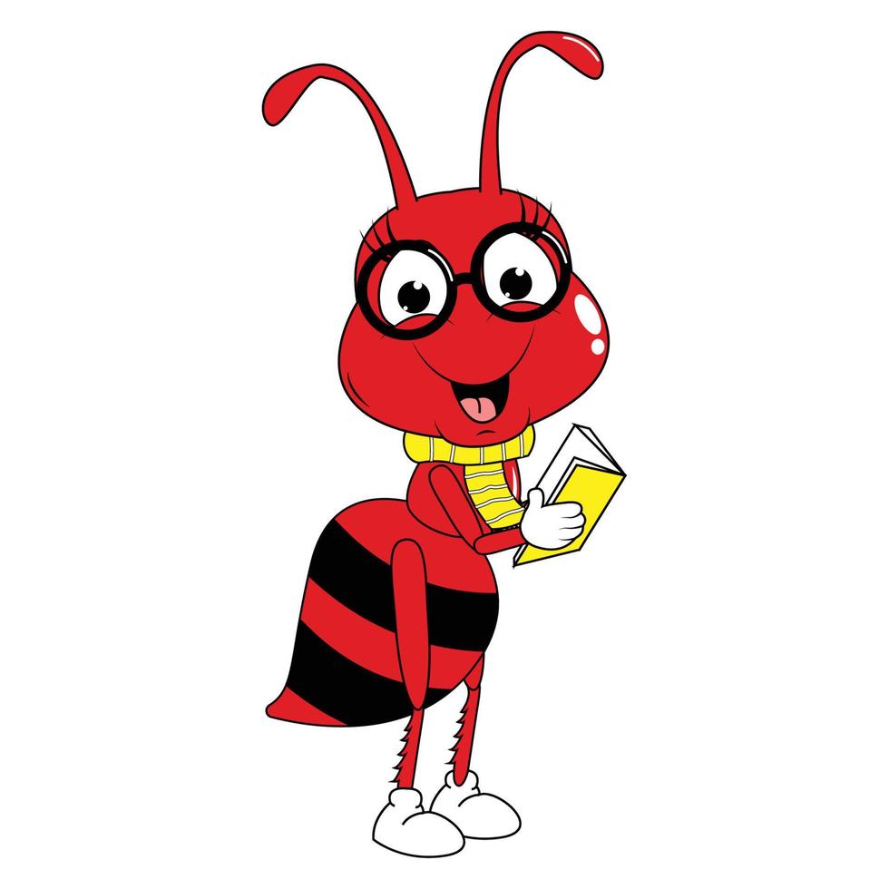 cute red ant animal cartoon graphic vector