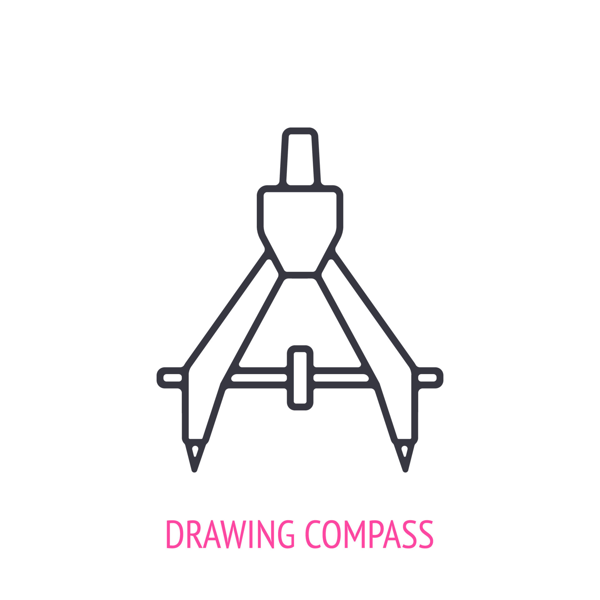 Drawing compass or pair of compasses. Outline icon. Vector illustration