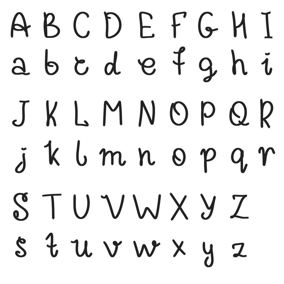 Handwritten font alphabet Simple letter, vector