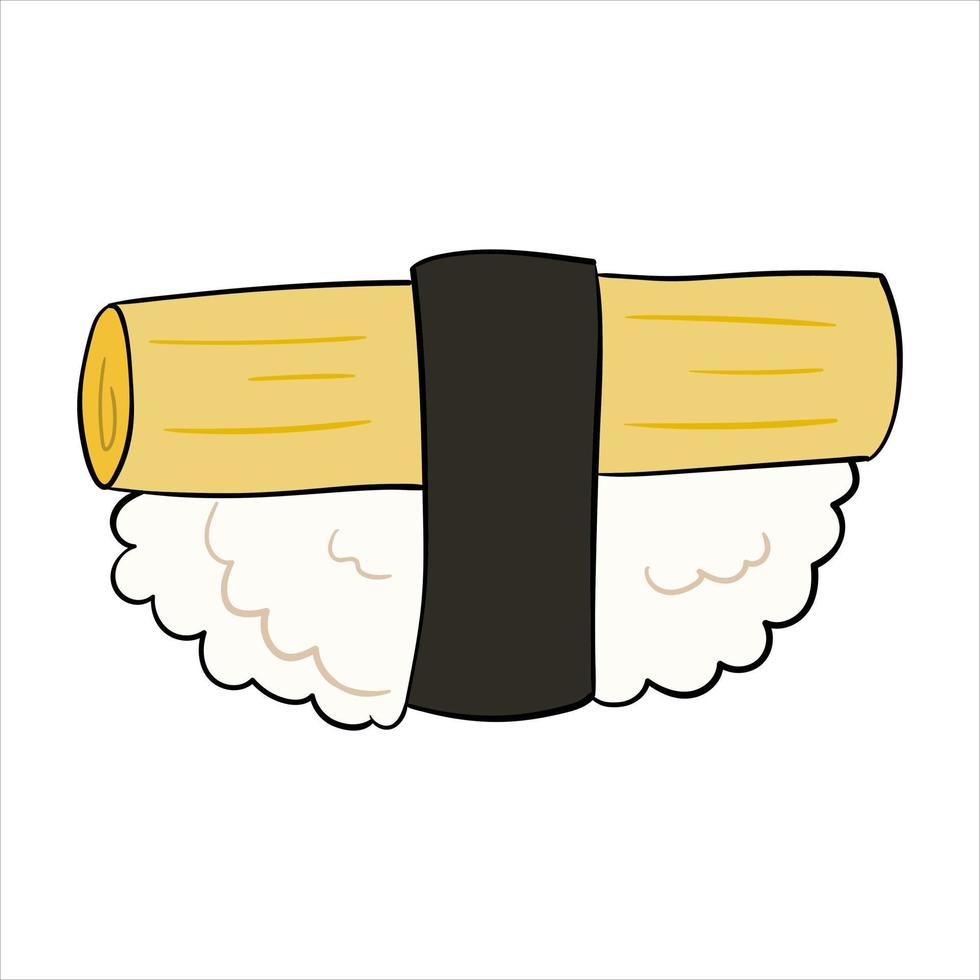 sushi with daikon and nori. vector illustration on a white background.