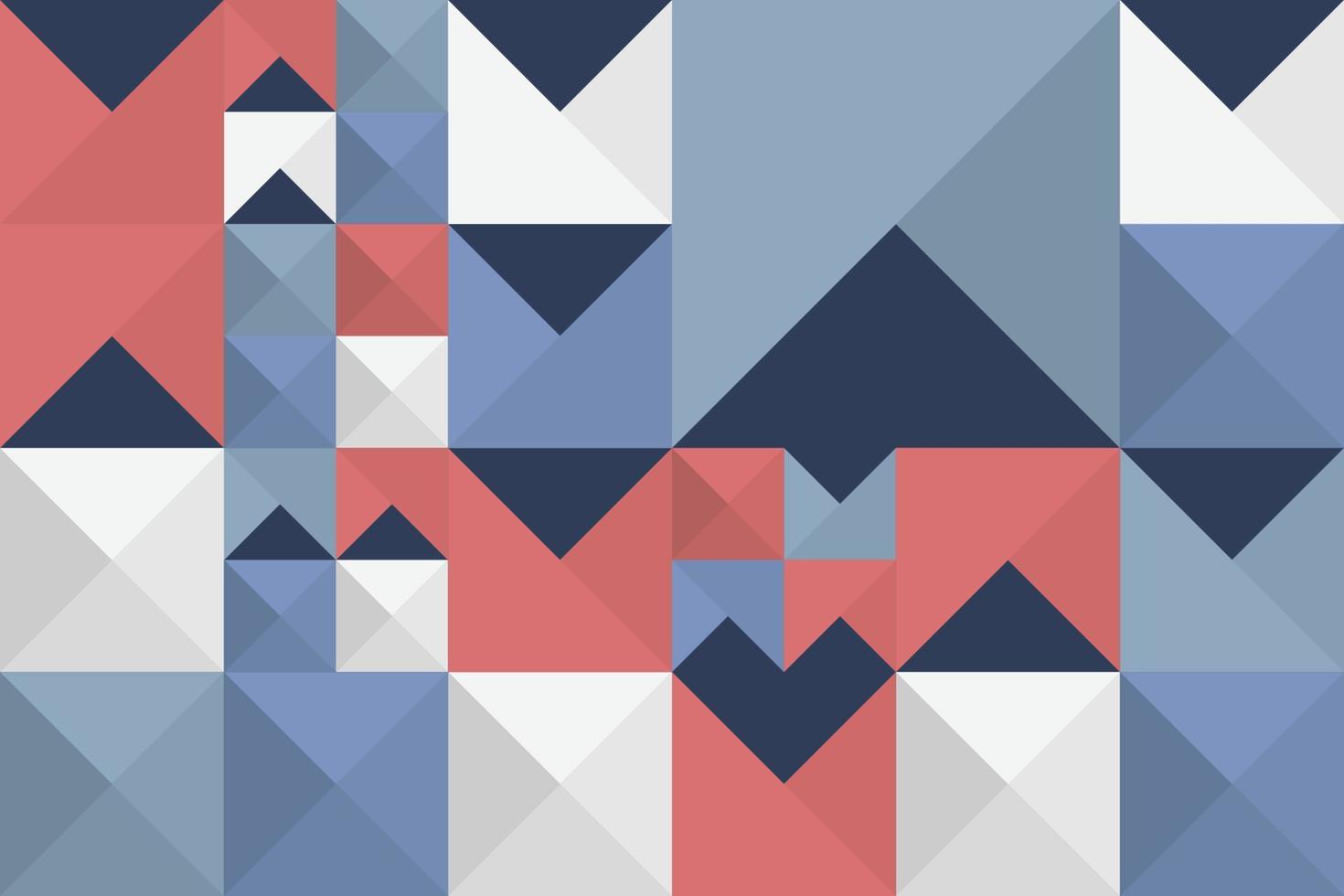 Geometric triangular seamless pattern design. Grey, blue and red mosaic tracery decorative tileable background vector