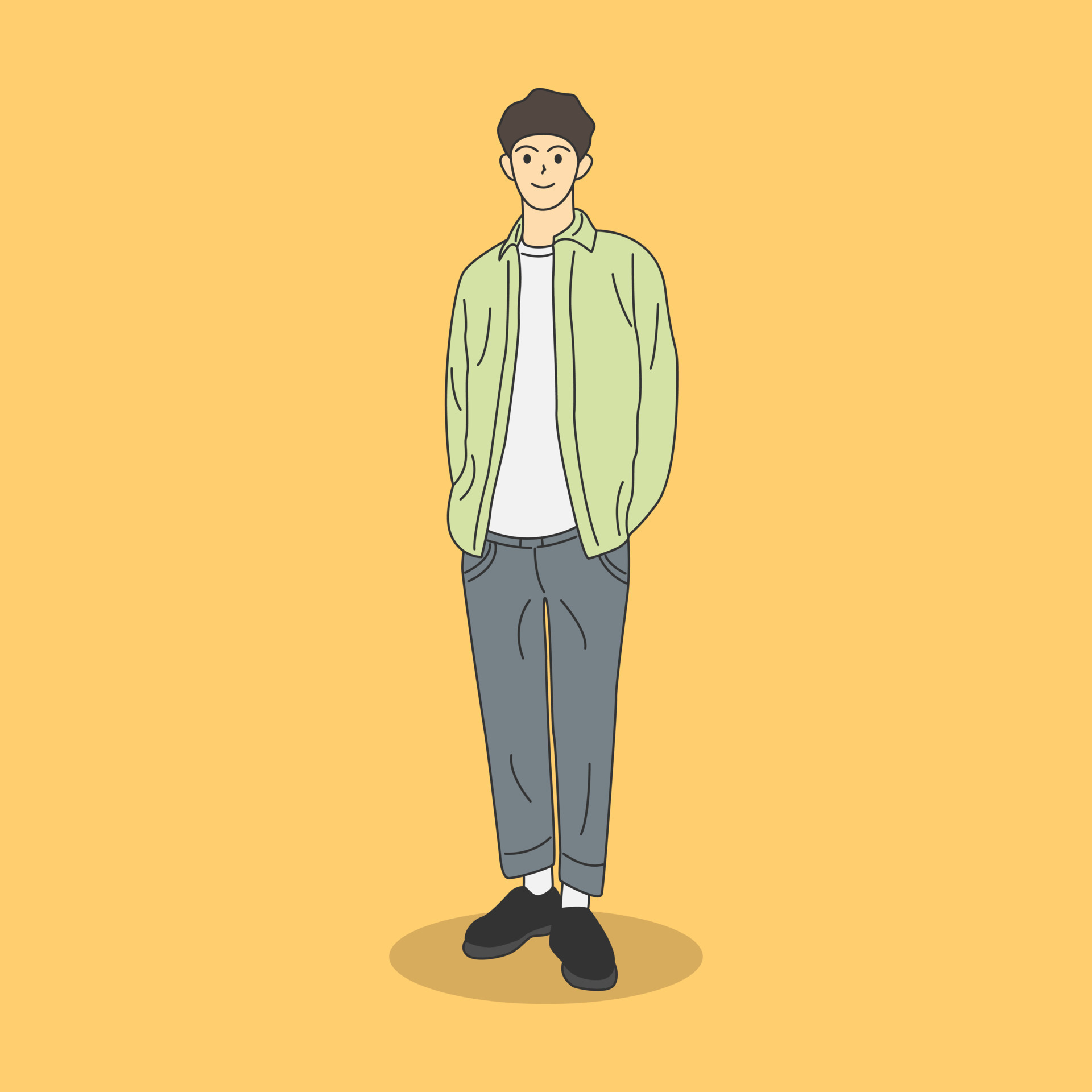 Ilustraci n De Dibujos Animados De Personaje Masculino De Pie Con Ropa ilustraci-n-de-dibujos-animados-de-personaje-masculino-de-pie-con-ropa