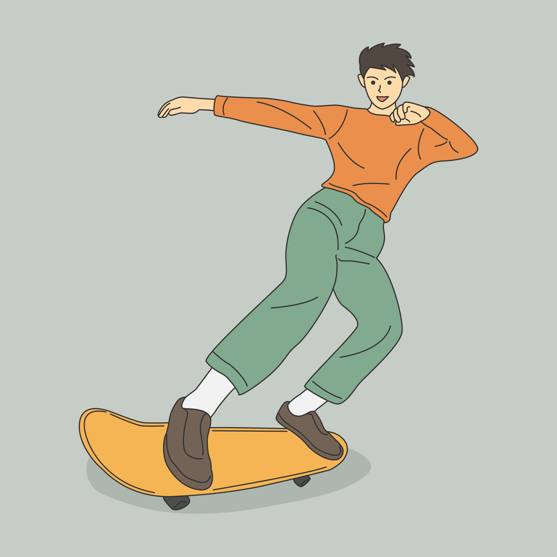 Skater boy illustration in flat cartoon style 17647715 Vector Art at