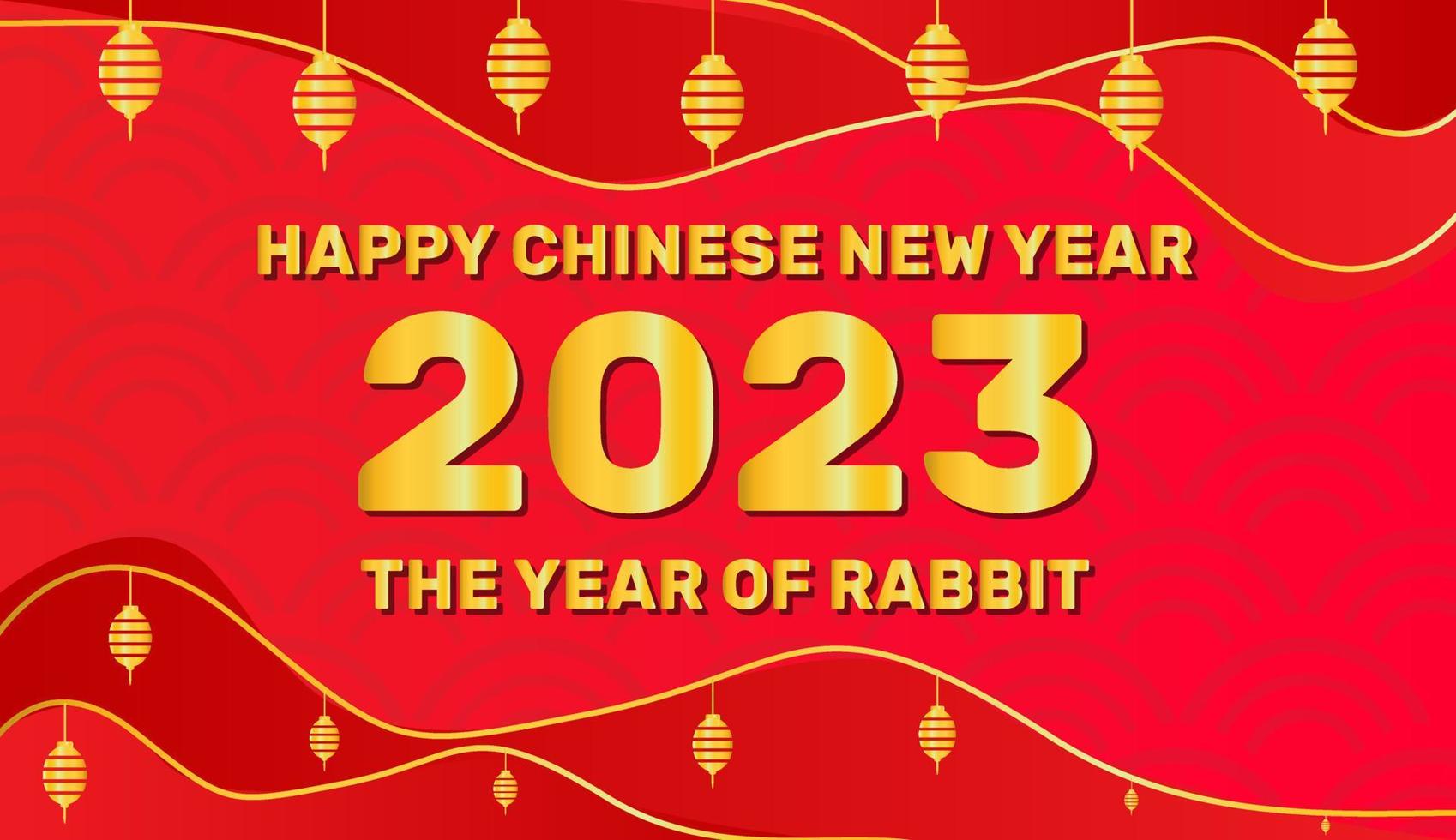 Modern background of happy chinese new year 2023 the year of rabbit vector