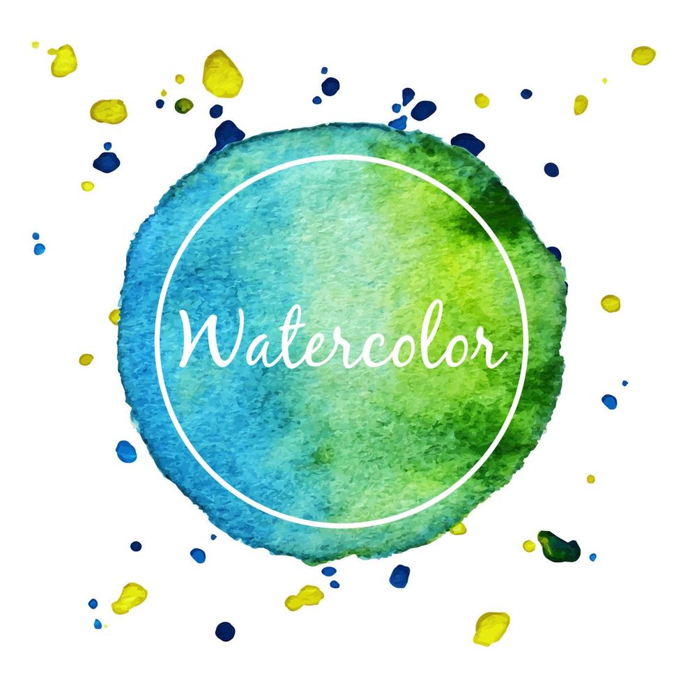 Blue and green watercolor splash circle background vector