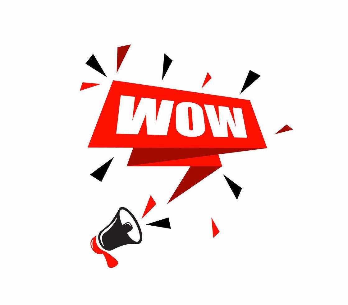 Megaphone and wow bubble. Banner design for business marketing and advertising. vector