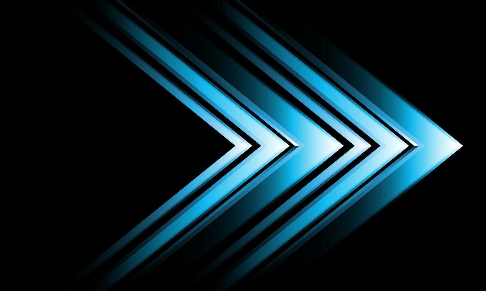 Abstract blue metallic arrow direction geometric on black with blank space design modern technology futuristic background vector