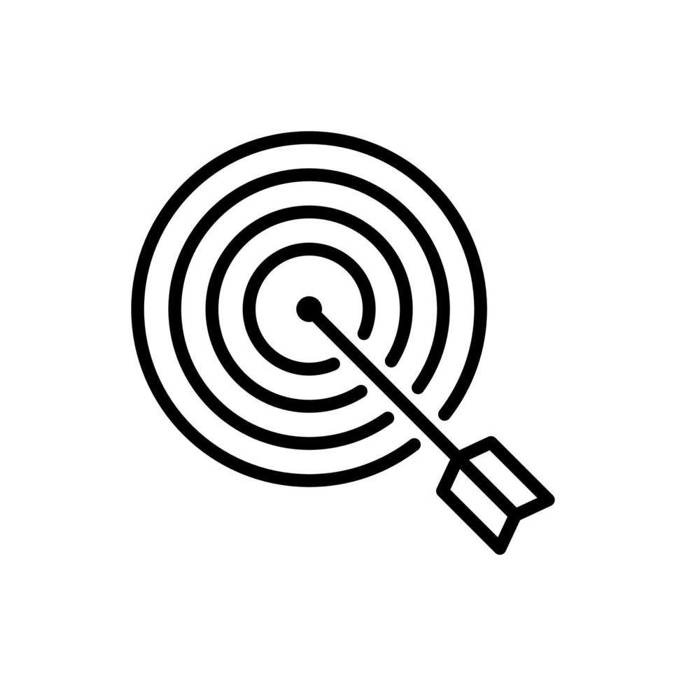 Bullseye target, business goal concept icon in line style design isolated on white background. Editable stroke. vector