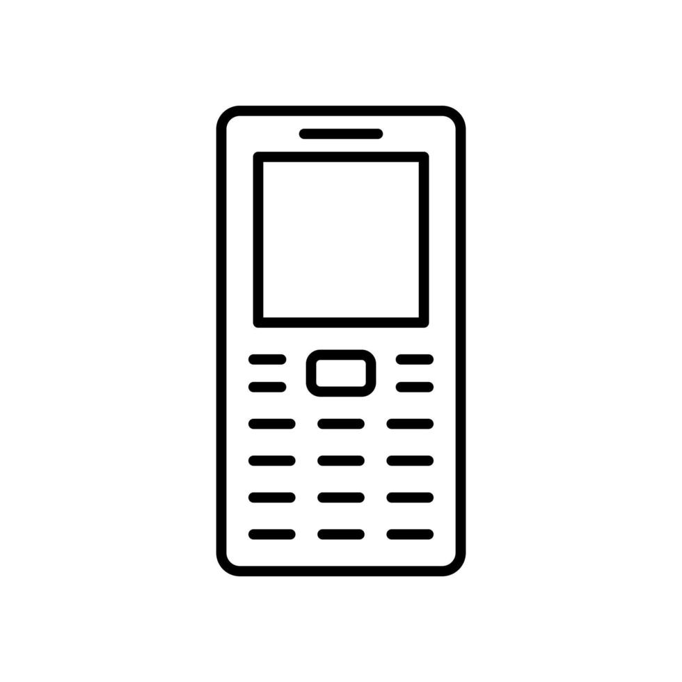 Keypad mobile phone icon in line style design isolated on white background. Editable stroke. vector