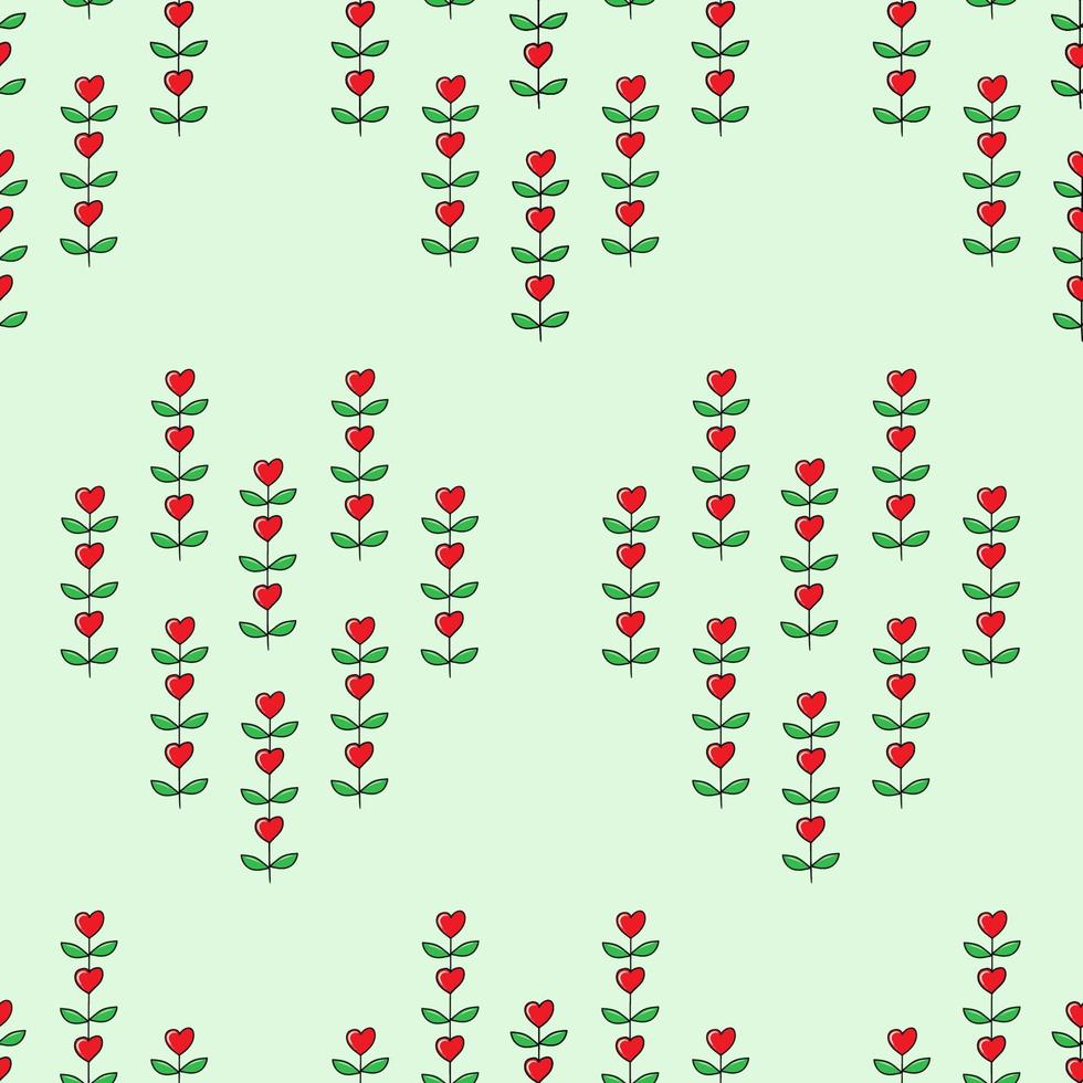 Seamless pattern with hearts. Leaves with hearts. Vector pattern in doodle style.