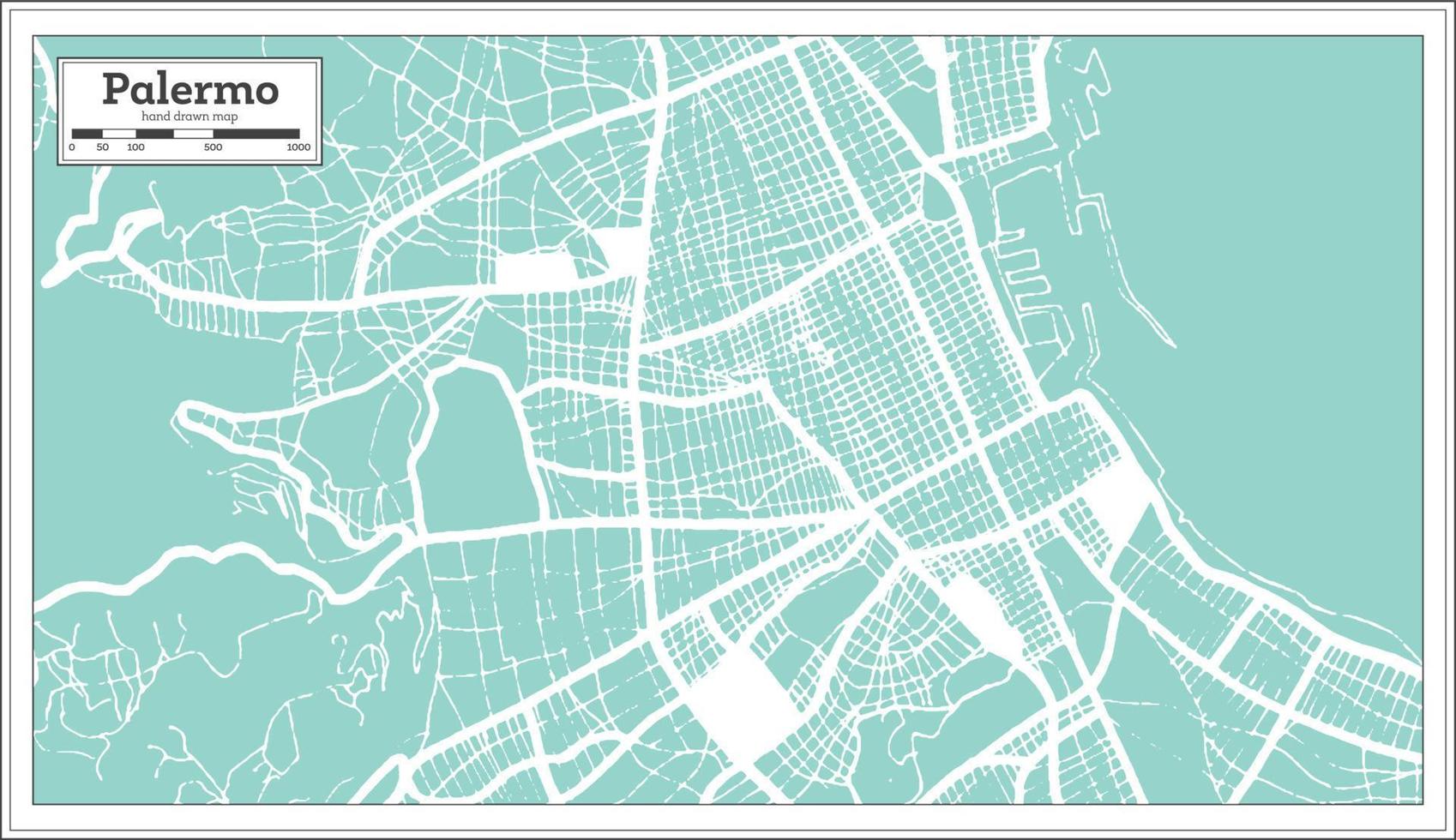 mapa de la ciudad de palermo italia en estilo retro. esquema del mapa. vector