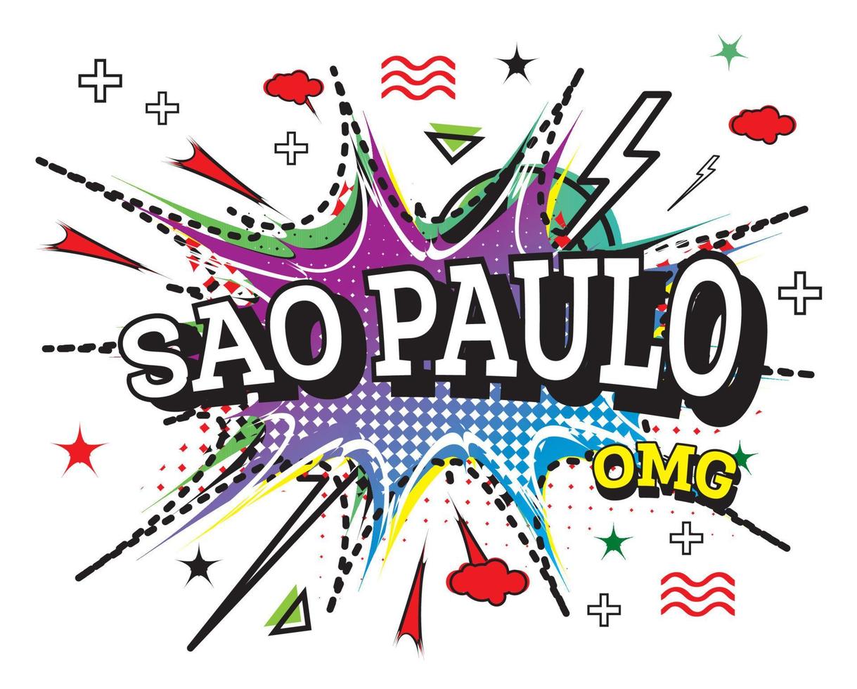 Sao Paulo Comic Text in Pop Art Style Isolated on White Background. vector