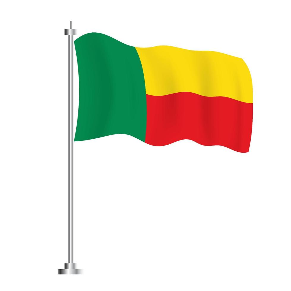 Benin Flag. Isolated Wave Flag of Benin Country. vector