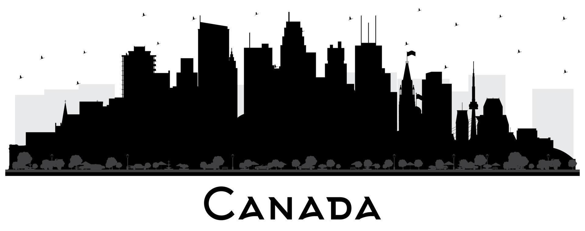 Canada City Skyline Silhouette with Black Buildings Isolated on White. vector