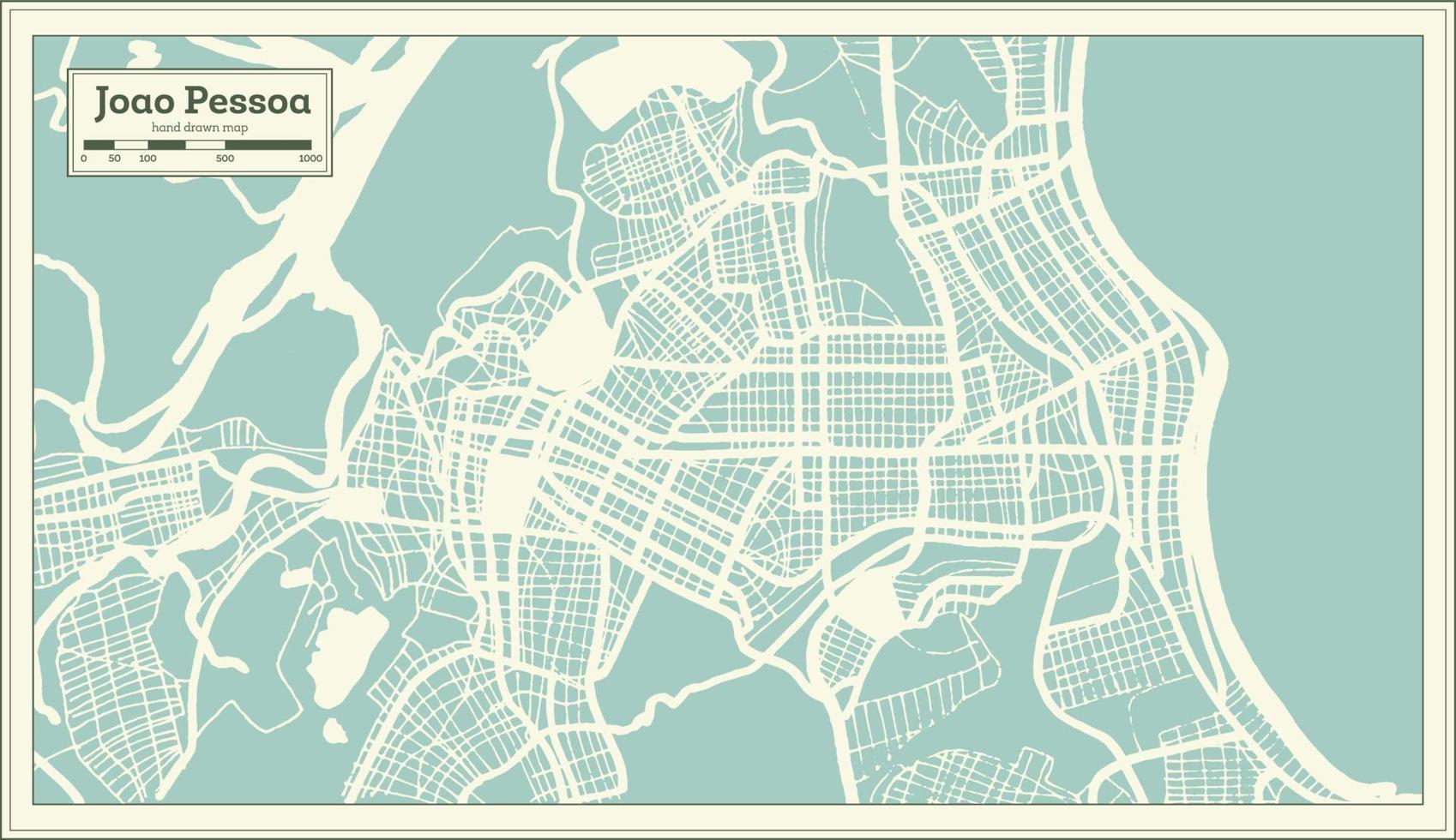 Joao Pessoa Brazil City Map in Retro Style. Outline Map. vector