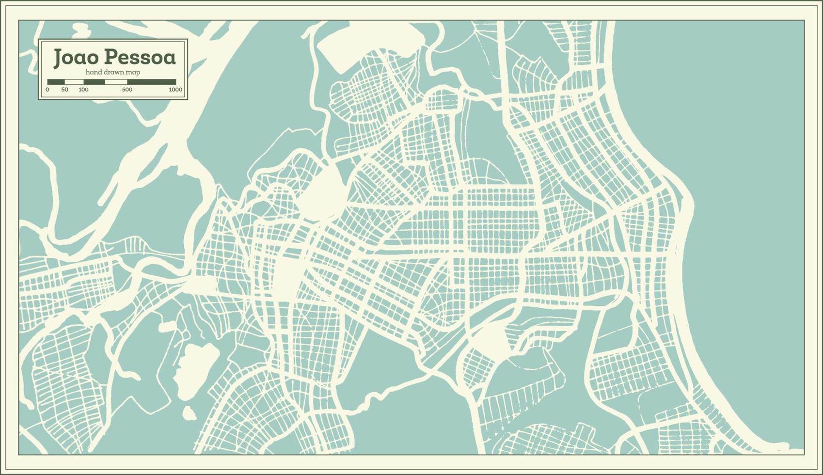 mapa de la ciudad de joao pessoa brasil en estilo retro. esquema del mapa. vector