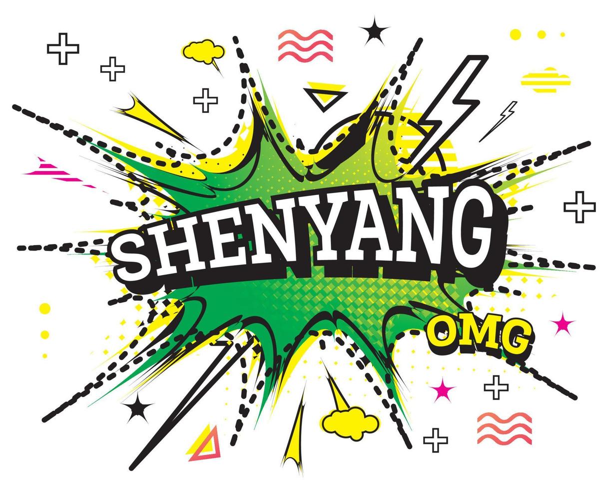 Shenyang Comic Text in Pop Art Style Isolated on White Background. vector