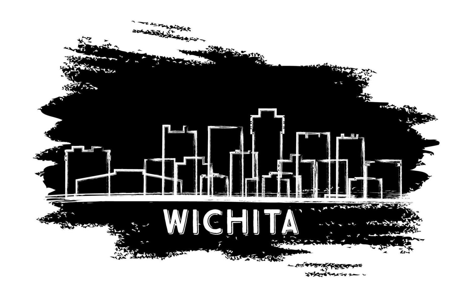 silueta del horizonte de la ciudad de wichita kansas. boceto dibujado a mano. vector