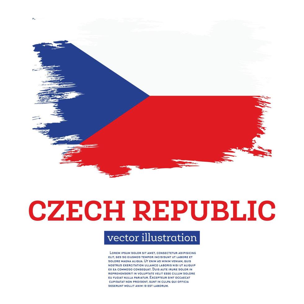 Czech Republic Flag with Brush Strokes. Independence Day. vector