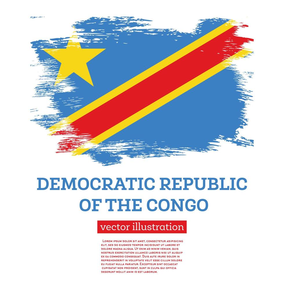 Democratic Republic of the Congo Flag with Brush Strokes. Independence Day. vector