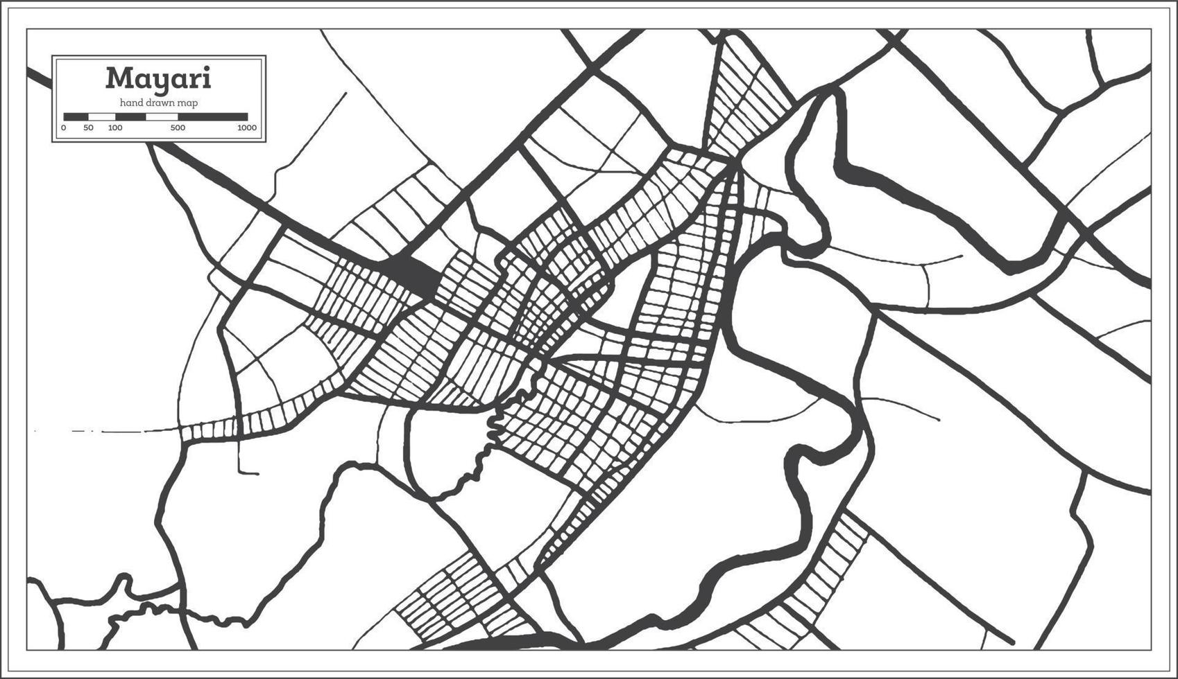 Mayari Cuba City Map in Black and White Color in Retro Style. Outline Map. vector