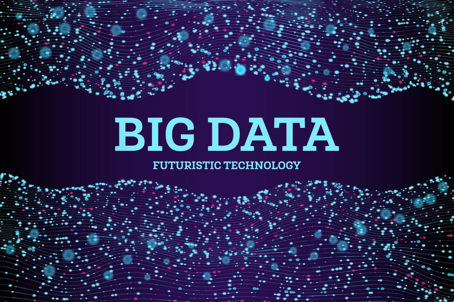 Wave of Dots and Weave Lines. Big Data Concept. Abstract Background. Network Connection Structure. vector