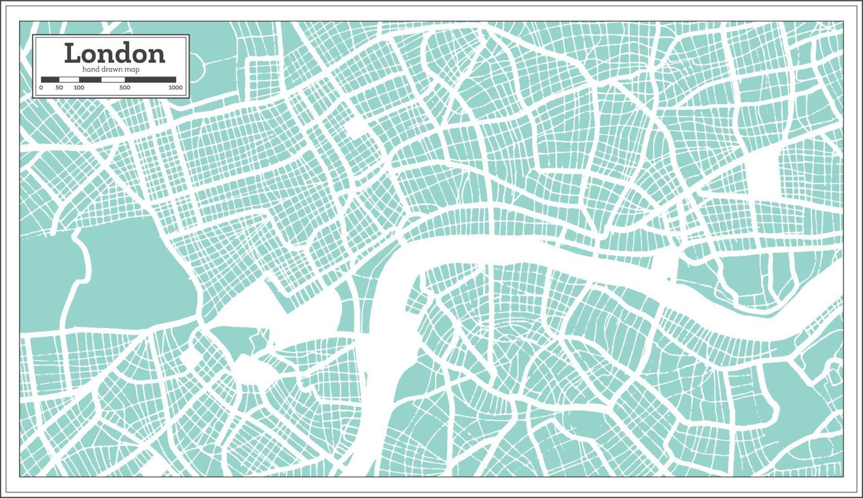 London Great Britain City Map in Retro Style. Outline Map. vector