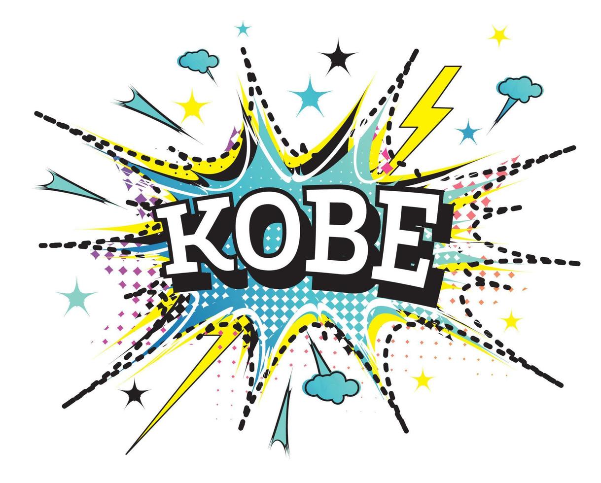 Kobe Comic Text in Pop Art Style Isolated on White Background. vector