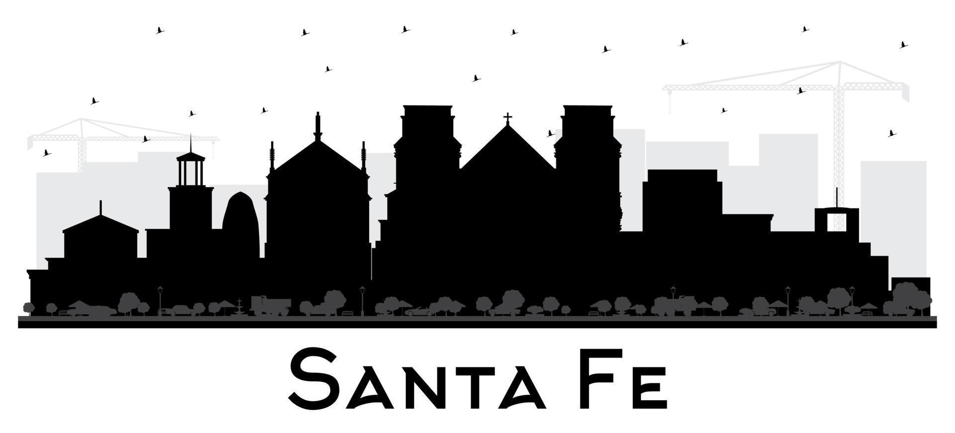 Santa Fe New Mexico City Skyline Silhouette with Black Buildings Isolated on White. vector