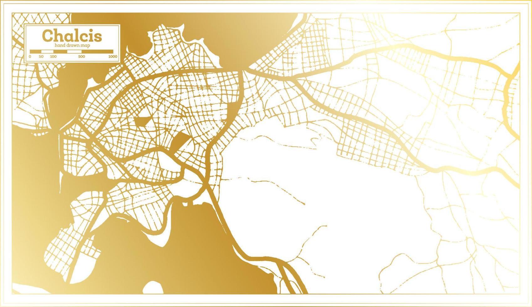 Chalcis Greece City Map in Retro Style in Golden Color. Outline Map. vector