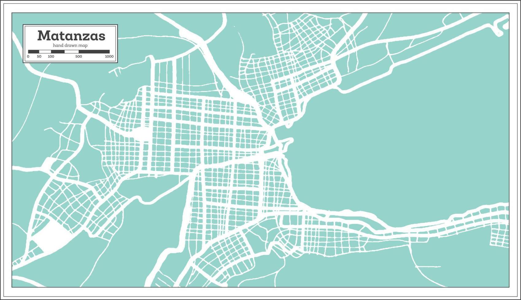 Matanzas Cuba City Map in Retro Style. Outline Map. vector