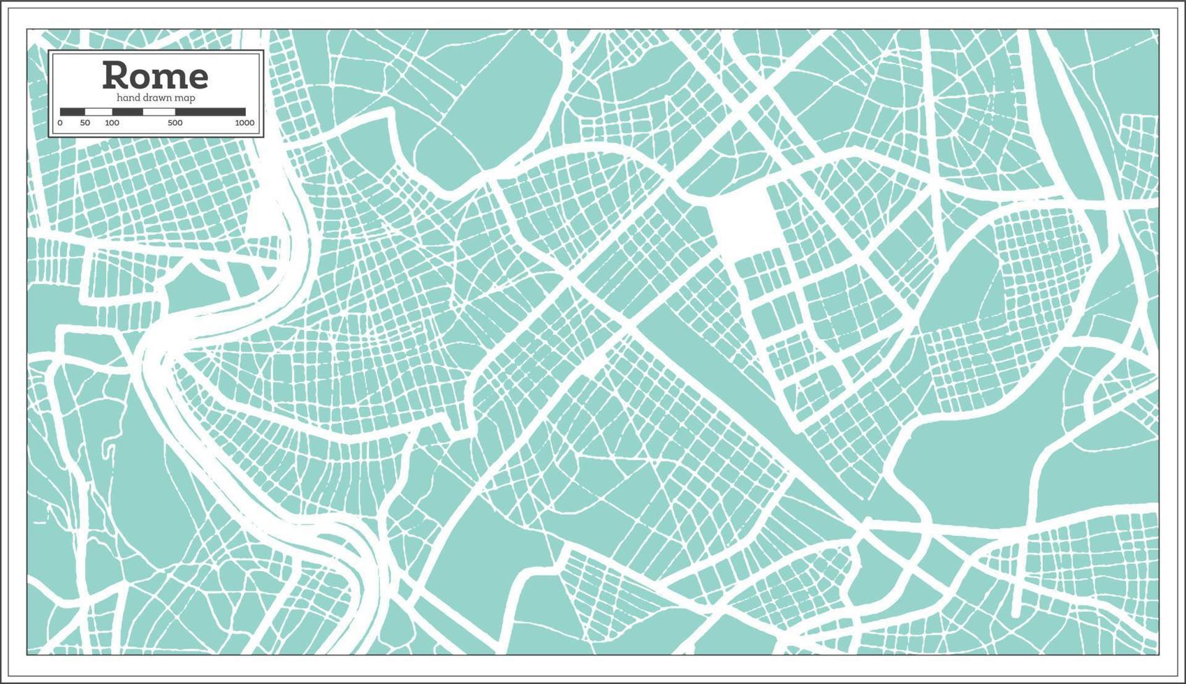 Rome Italy City Map in Retro Style. Outline Map. vector