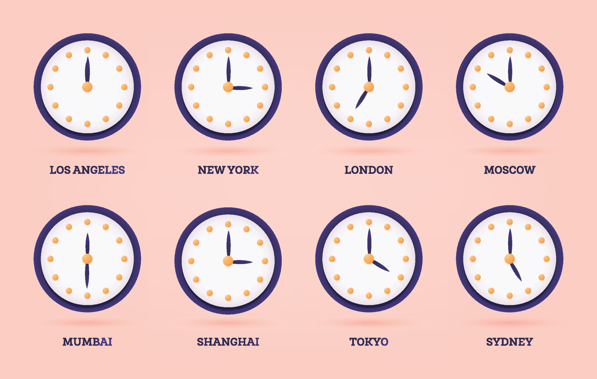 Set of 3D Clock for Different Time Zones and Cities. 17648318 Vector Art at Vecteezy
