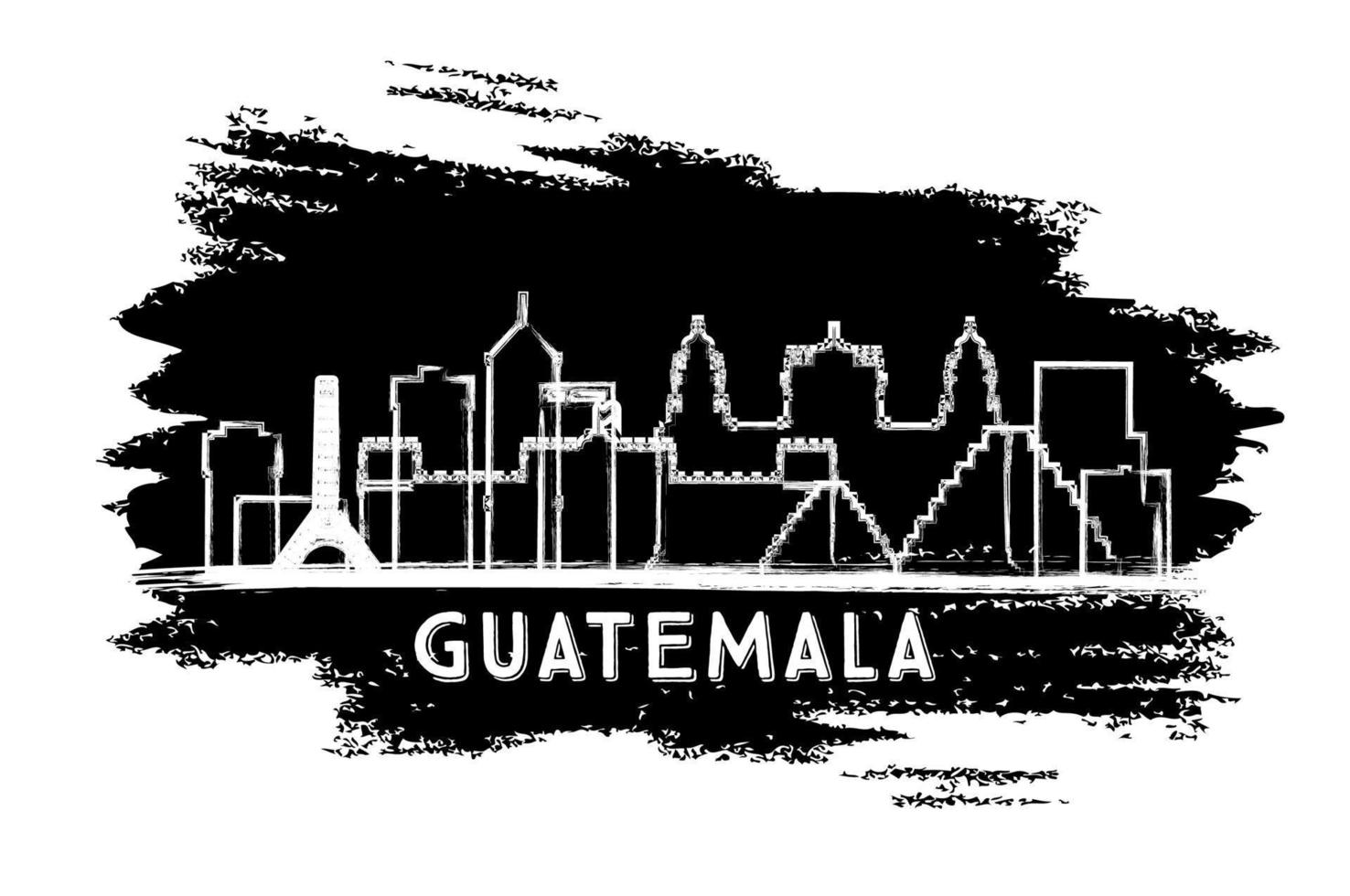 silueta del horizonte de la ciudad de guatemala. boceto dibujado a mano. vector