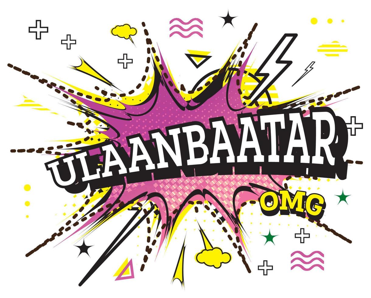 Ulaanbaatar Comic Text in Pop Art Style Isolated on White Background. vector