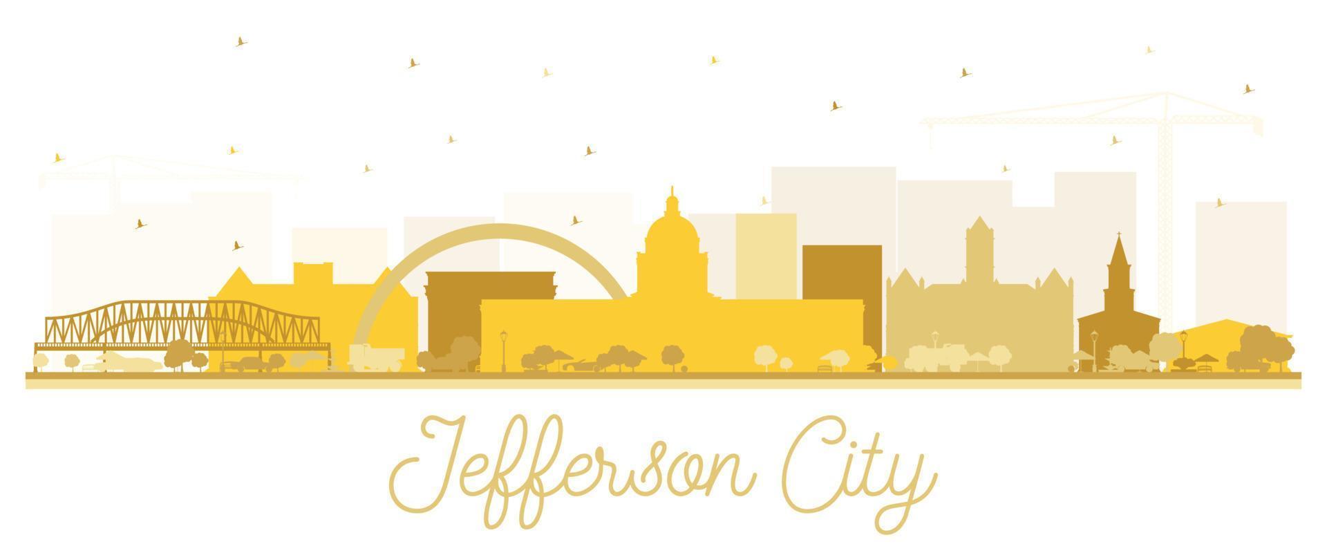 silueta del horizonte de la ciudad de jefferson, missouri, con edificios dorados aislados en blanco. vector