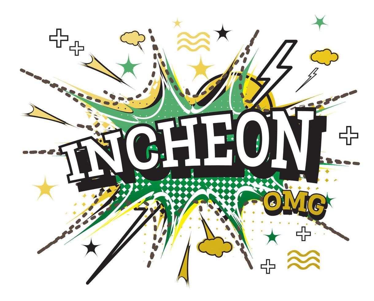 Incheon Comic Text in Pop Art Style Isolated on White Background. vector