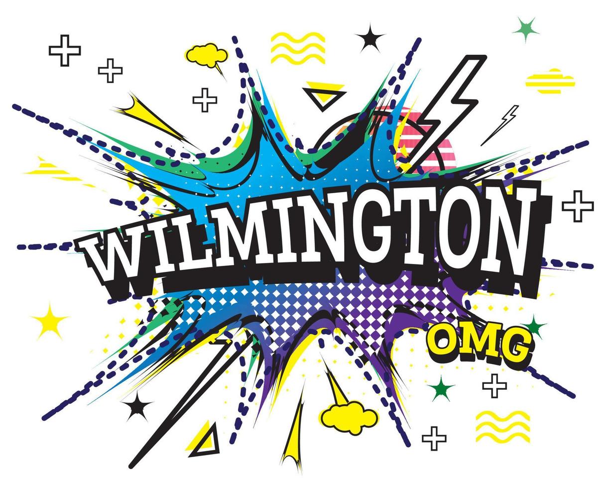 Wilmington Comic Text in Pop Art Style Isolated on White Background. vector