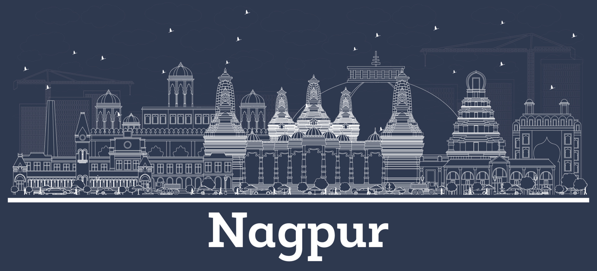 Outline Nagpur India City Skyline with White Buildings. 17648648 Vector ...