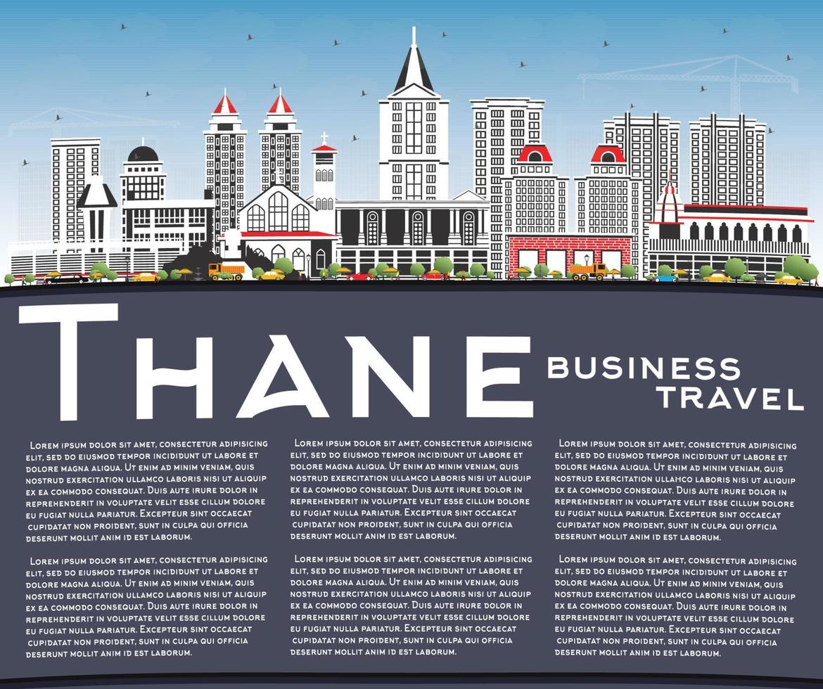 Thane India City Skyline with Gray Buildings, Blue Sky and Copy Space. vector